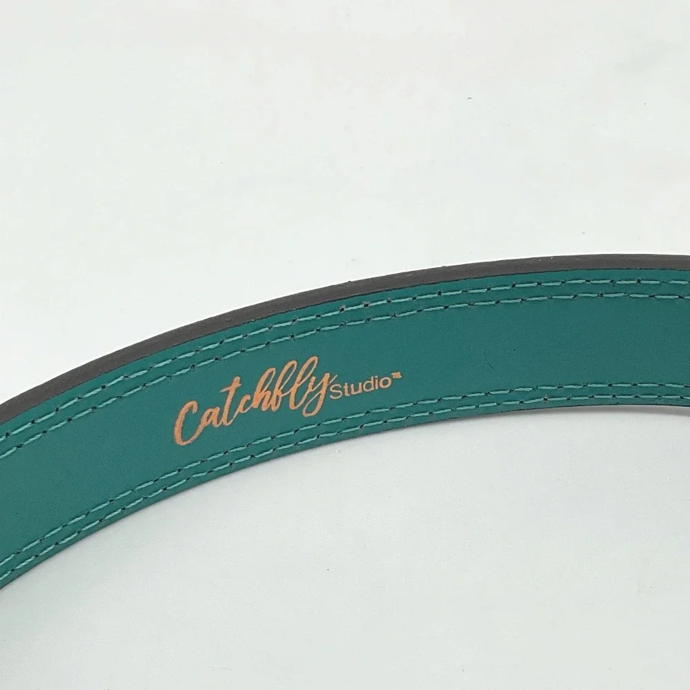 Catchfly‎ Studio Kids Leather Belt Turquoise Arrow Embroidery Size M